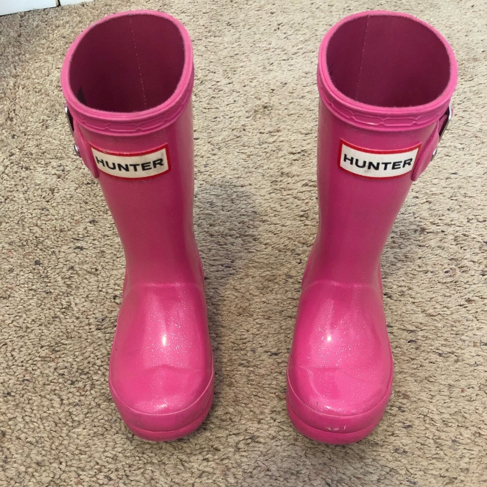 Hunter pink sparkle boots